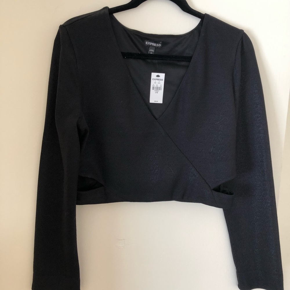 Express long sleeve crop top with cut out detail